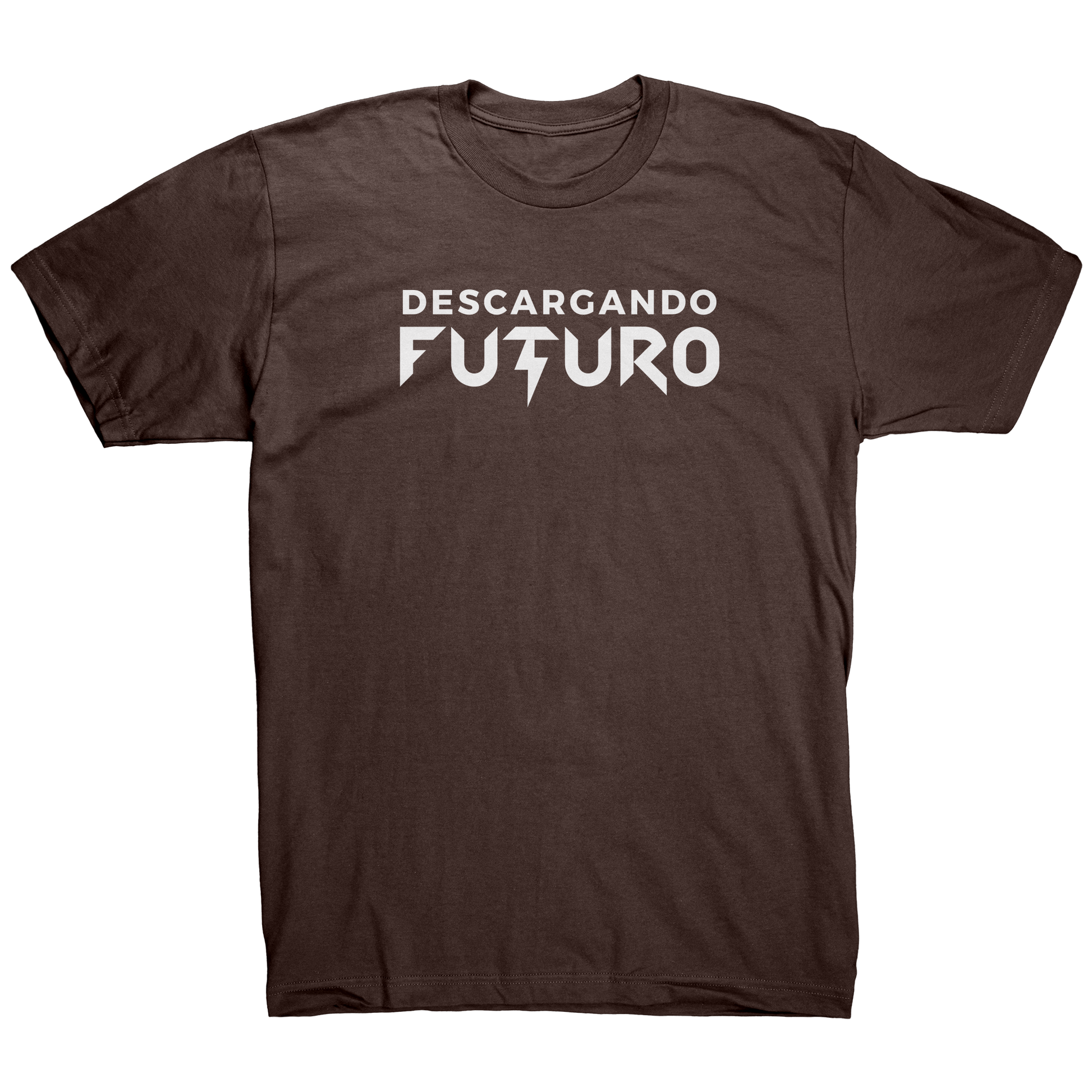 Franela_Descargando_Futuro_Brown_Mockup.png